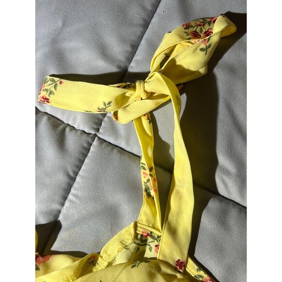 H&M divided tie up cold‎ shoulder yellow floral blouse NWT size 4 - Picture 6 of 6